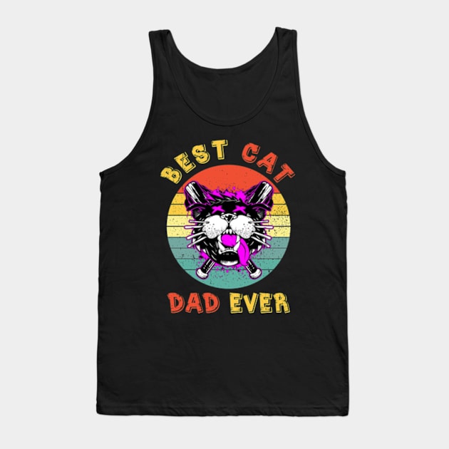 Best Cat Dad Ever Vintage Tank Top by StuSpenceart